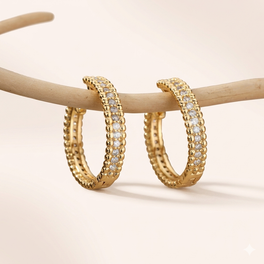 Gold Round Stainless Steel Hoop Earrings ✨